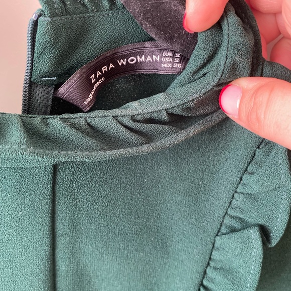 ZARA WOMEN DARK GREEN DRESS - Picture 6 of 7